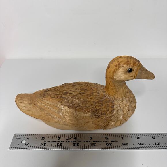 Vintage Shanghai Handicrafts Wooden Corn Husk Duck Handmade Art Decor Wicker - Picture 7 of 8
